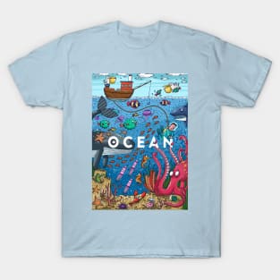 Ocean life colorful illustration T-Shirt